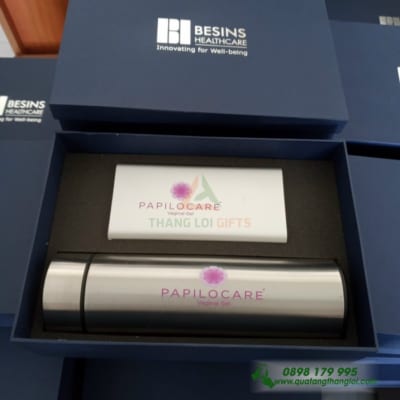 GIFTSET Bo Qua Tang(Pin Sa Xiao+Binh Giu Nhiet hien thi nhiet do)in logo doanh nghiep