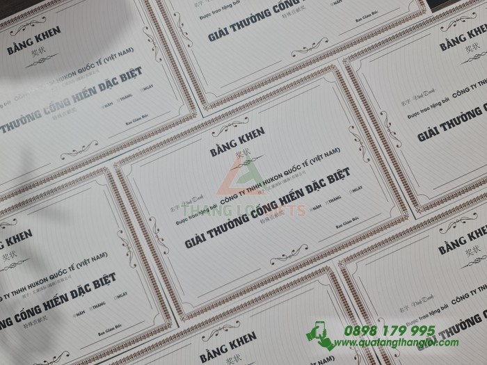 Giấy Khen In Nội Dung Quà Tặng Nhân Viên Xuất Sắc