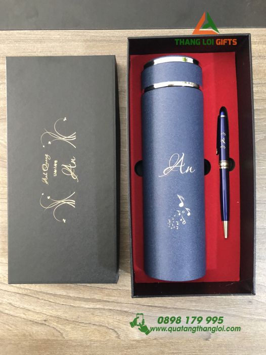 Bo giftset Binh giu nhiet & But ky - Khac ten theo yeu cau