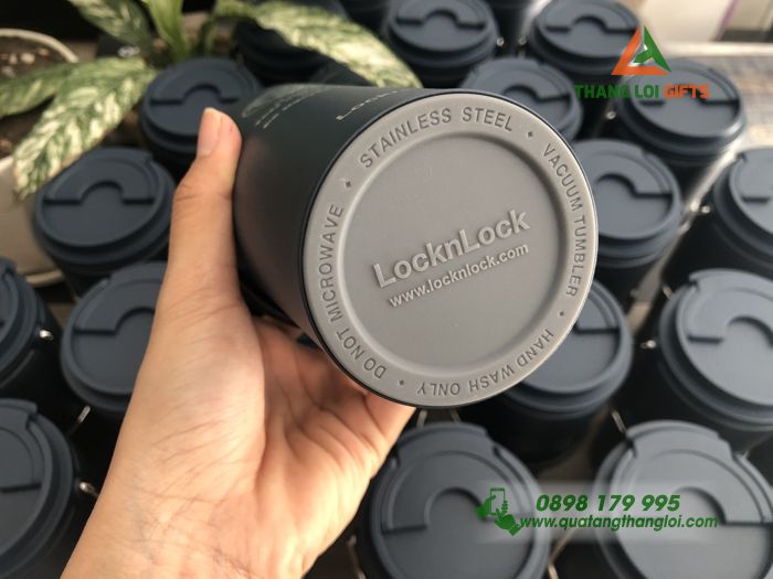 Ly Giữ Nhiệt Locknlock LHC4269NVY-In khắc logo Trường TH Lê Đức Thọ