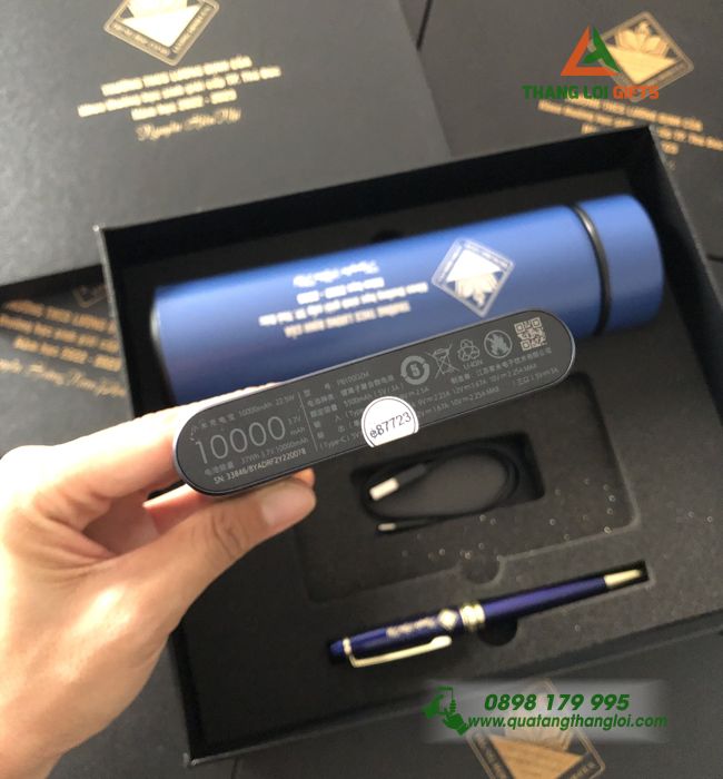 Quà tặng Học sinh giỏi Bình giữ nhiệt, Pin sạc XIAOMI, Bút ký – Khắc logo Trường Lương Định Của