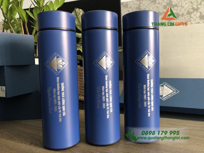 Quà tặng Học sinh giỏi Bình giữ nhiệt, Pin sạc XIAOMI, Bút ký – Khắc logo Trường Lương Định Của