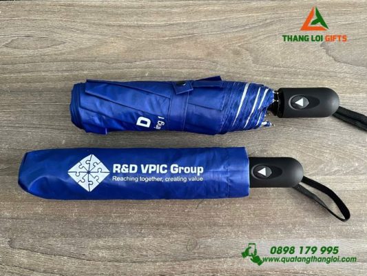 Ô Dù Cầm Tay Gấp 3 Màu Xanh - In Logo VPIC Group