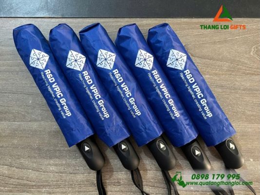 Ô Dù Cầm Tay Gấp 3 Màu Xanh - In Logo VPIC Group