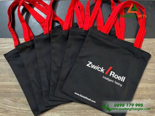 Túi vải Canvas màu đen - In Logo Doanh Nghiệp Zwick Roell Group
