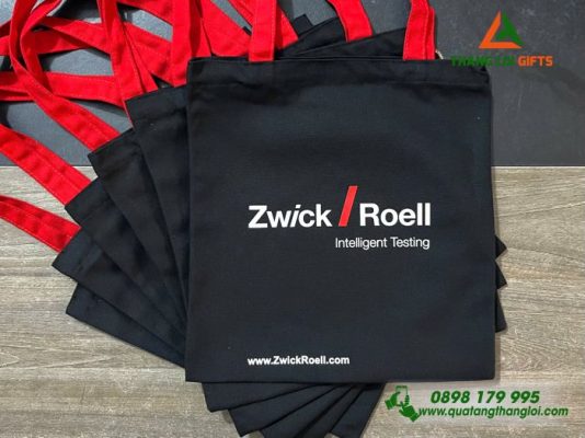 Túi vải Canvas màu đen - In Logo Doanh Nghiệp Zwick Roell Group