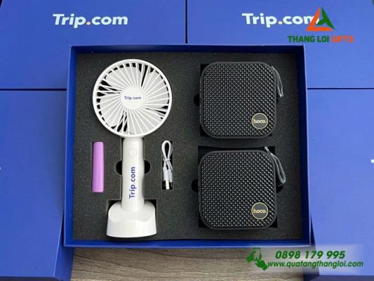 GST 69 – Bộ Quà Tặng In Logo (Loa Bluetooth & Quạt mini cầm tay)
