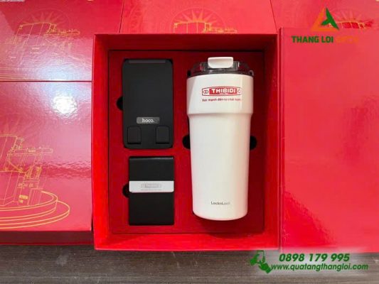 GST 73 – Bộ Quà Tặng (Ly giữ nhiệt, Hộp Namecard & Giá đỡ điện thoại)