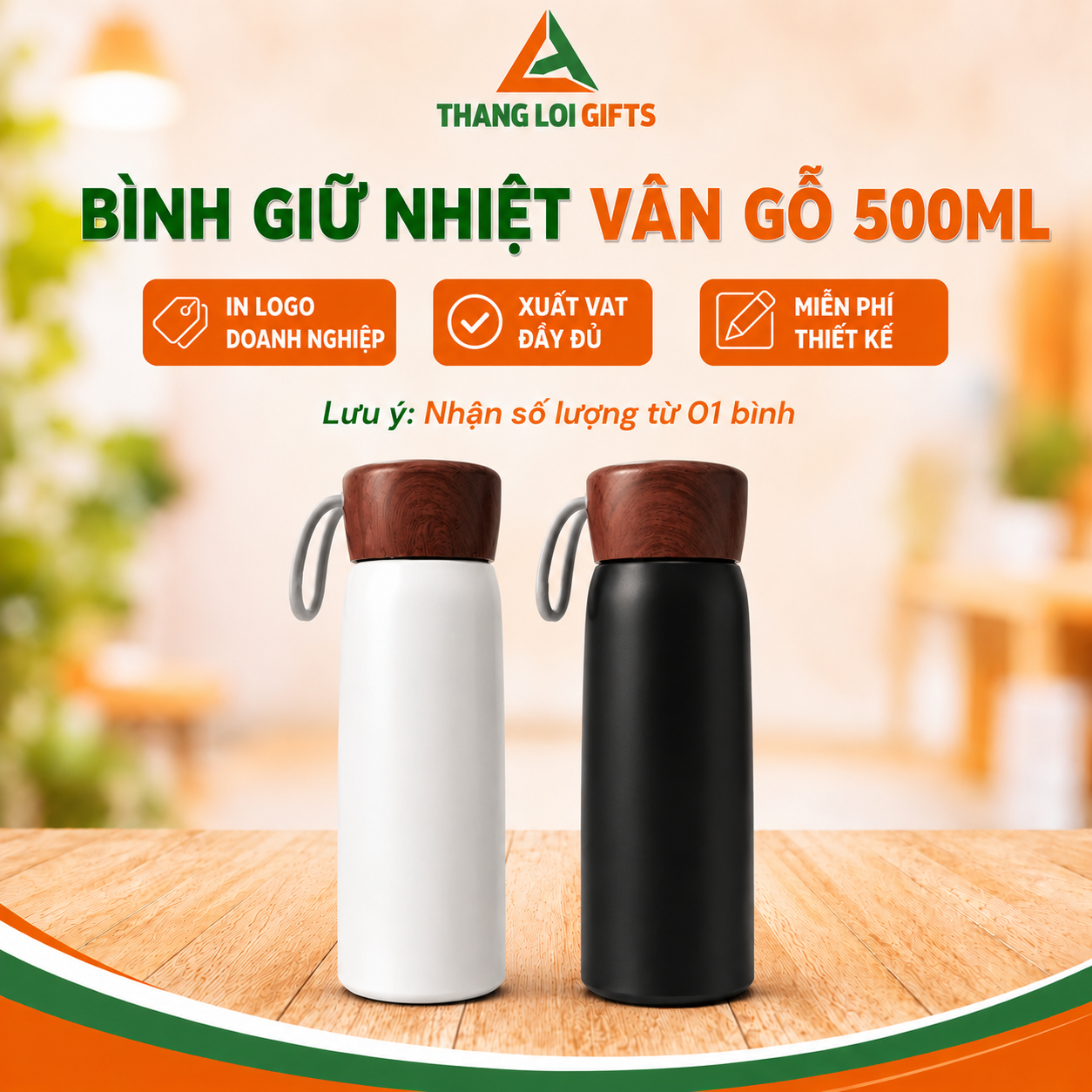 BÌNH GIỮ NHIỆT VÂN GỖ 500ML