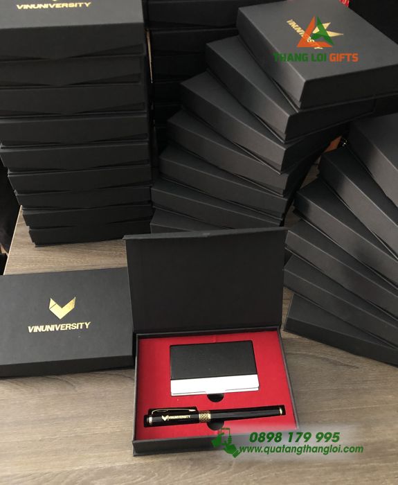 Bộ giftset Hộp namecard, Bút ký kim loại - In Logo VinUniversity