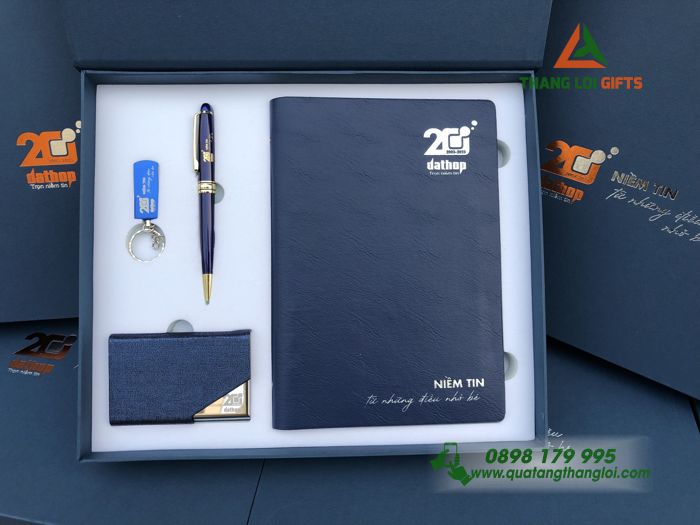 Bộ Giftset Sổ Tay, Bút Ký, USB, và Hộp Namecard - In Logo Dat Hop