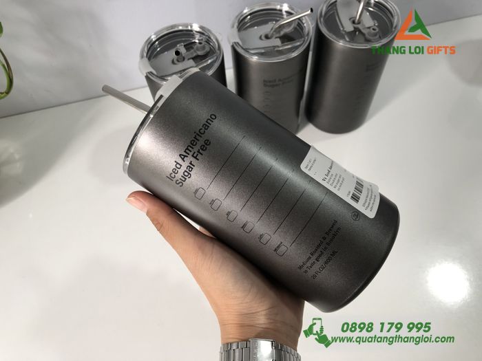 Ly Giữ Nhiệt Inox 304 Có Ống Hút Ly Uống Coffee 600ml