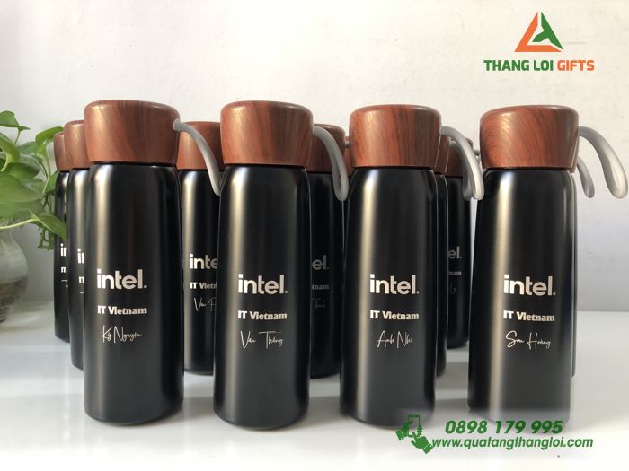 Binh giu nhiet Nap go Mau den - Khac logo INTEL