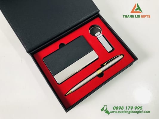 Giftset – Bo qua tang 3in1 USB-but kim loai-vi namecard khac logo theo yêu cau