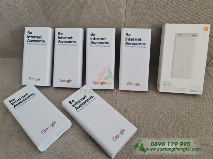 Pin Sac Du Phong Xiaomi 20000mAh in logo GOOGLE lam qua tang