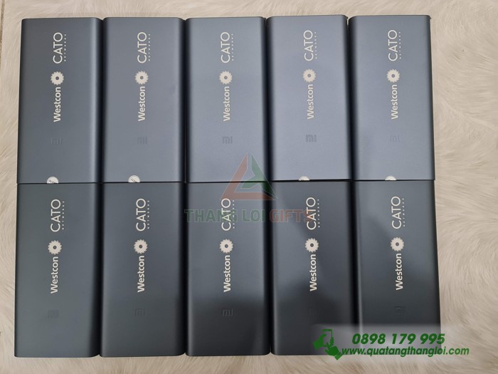 Pin Sac Du Phong Xiaomi gen3 10000mAh khac logo Doanh Nghiep Westcon lam qua tang