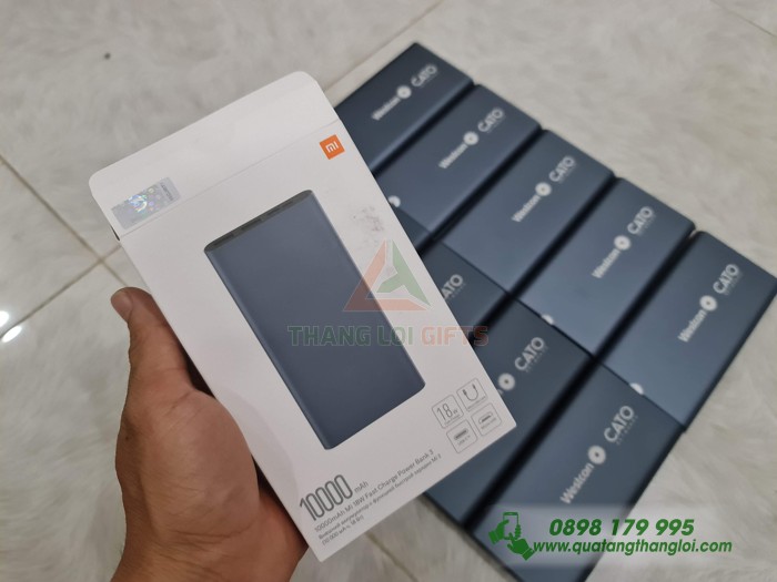 Pin Sac Du Phong Xiaomi gen3 10000mAh khac logo Doanh Nghiep Westcon lam qua tang