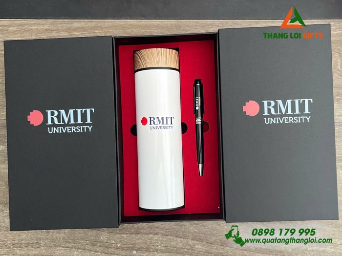 Bộ quà tặng in logo thương hiệu (Bình giữ nhiệt LocknLock + Bút ký)