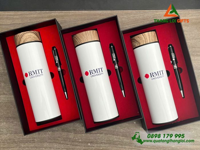 Bộ quà tặng in logo thương hiệu (Bình giữ nhiệt LocknLock + Bút ký)