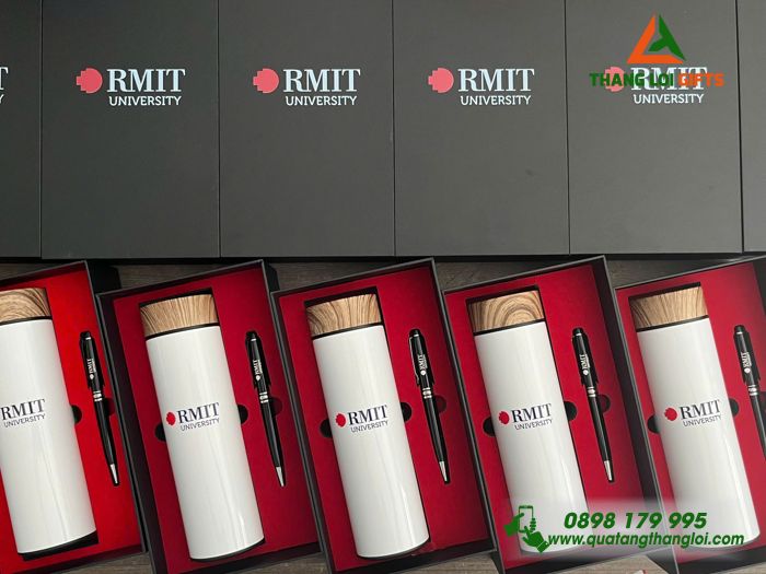 Bộ quà tặng in logo thương hiệu (Bình giữ nhiệt LocknLock + Bút ký)