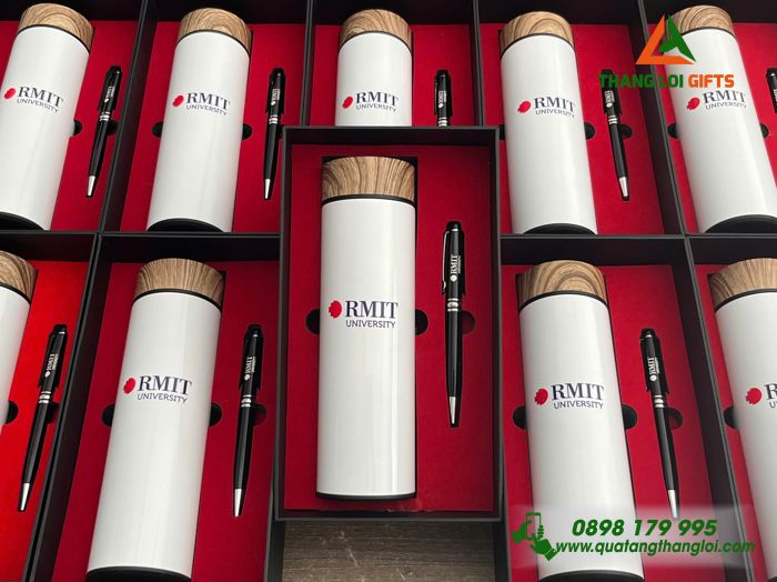 Bộ quà tặng in logo thương hiệu (Bình giữ nhiệt LocknLock + Bút ký)