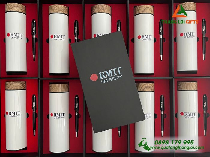 Bộ quà tặng in logo thương hiệu (Bình giữ nhiệt LocknLock + Bút ký)