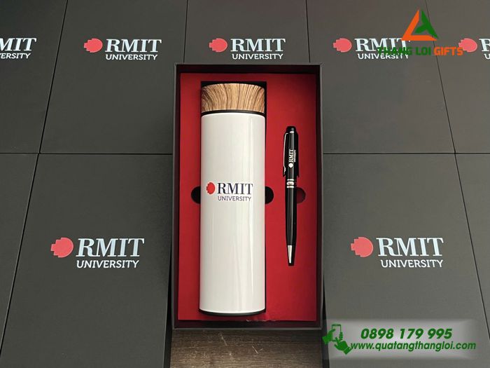 Bộ quà tặng in logo thương hiệu (Bình giữ nhiệt LocknLock + Bút ký)