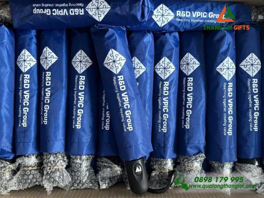 Ô Dù Cầm Tay Gấp 3 Màu Xanh - In Logo VPIC Group
